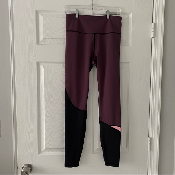 Zyia Mauve Black Pink Color Block Full Leggings Sz 8-10 - Picture 4 of 7